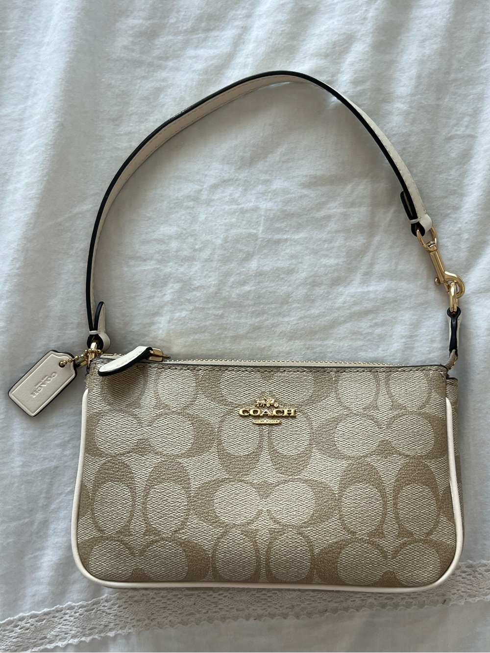 Coach Nolita 19 Signature Canvas Shoulder Bag: Gold/ Light Khaki Chalk.